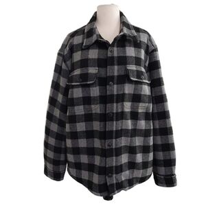 Jachs New York Mens Wool Black Plaid Button-up Shacket Size XX Large